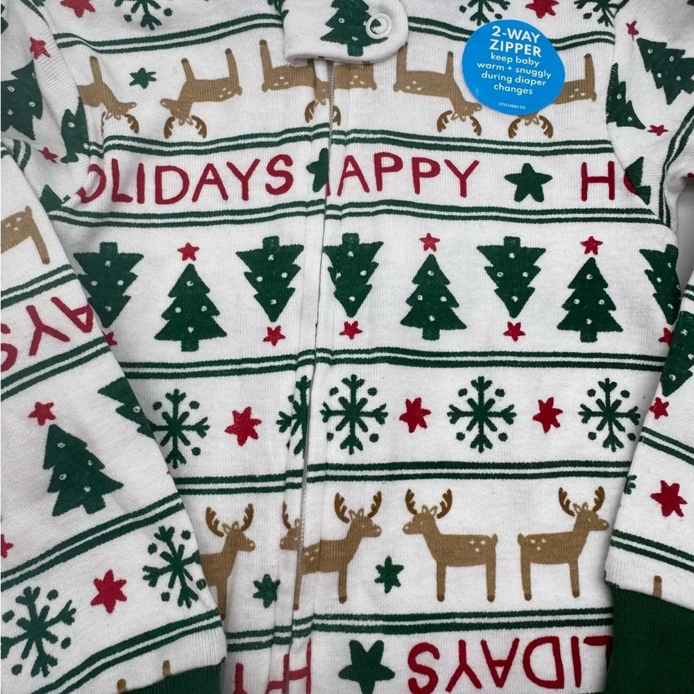 Carter's Festive Kids Footie Pajamas - Green,‎ White, and Red 18 mo